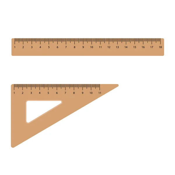 Righelli Legno Impostano Vettore Imperiale Metrico Centimetro Strumenti Misura Istruzione — Vettoriale Stock