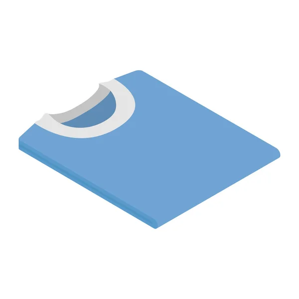 Detailní Záběr Modré Barvy Složené Tričko Izolované Bílém Pozadí Izometrický — Stockový vektor