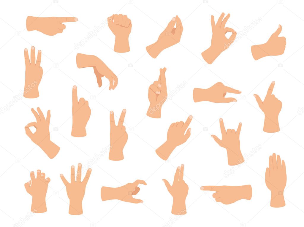 Gesturing hand set. Hand with counting gestures sign. Interactive communication set
