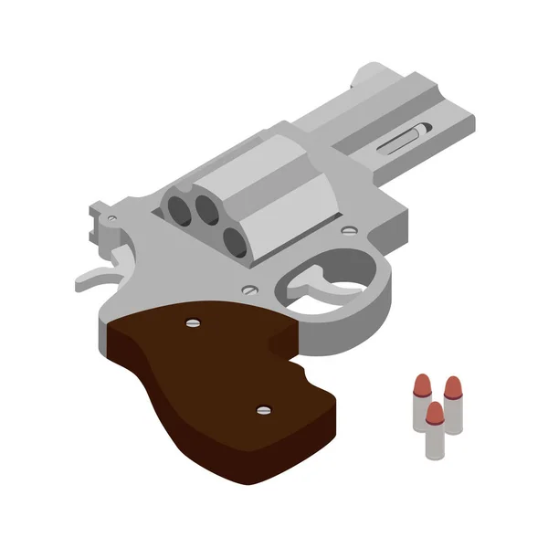 Revolver Pistolet Balle Isolés Sur Fond Blanc Revolver Pistolet Vintage — Image vectorielle
