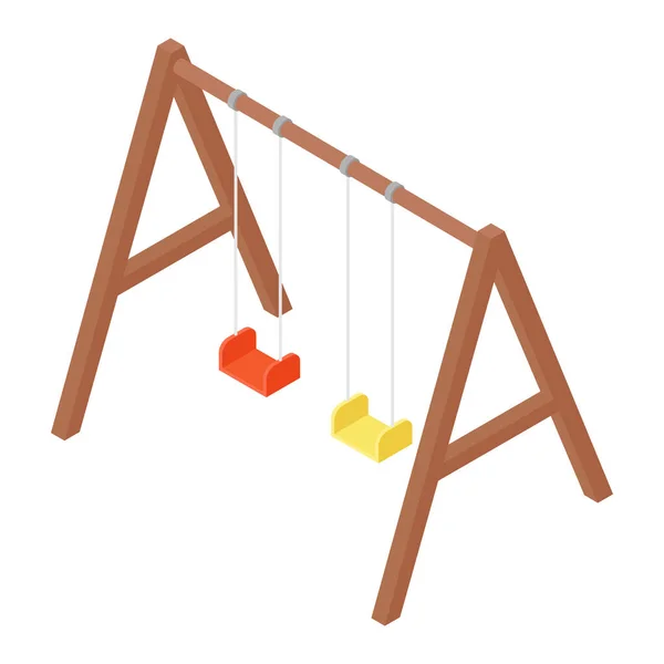 Kids Wooden Garden Swing Set Childrens Double Swing Isolated White — Stock Vector