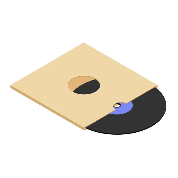 Schallplatte Mit Leerem Papiereinband Isoliert Auf Weiß Schallplattenhülle Mit Isometrischer — Stockvektor