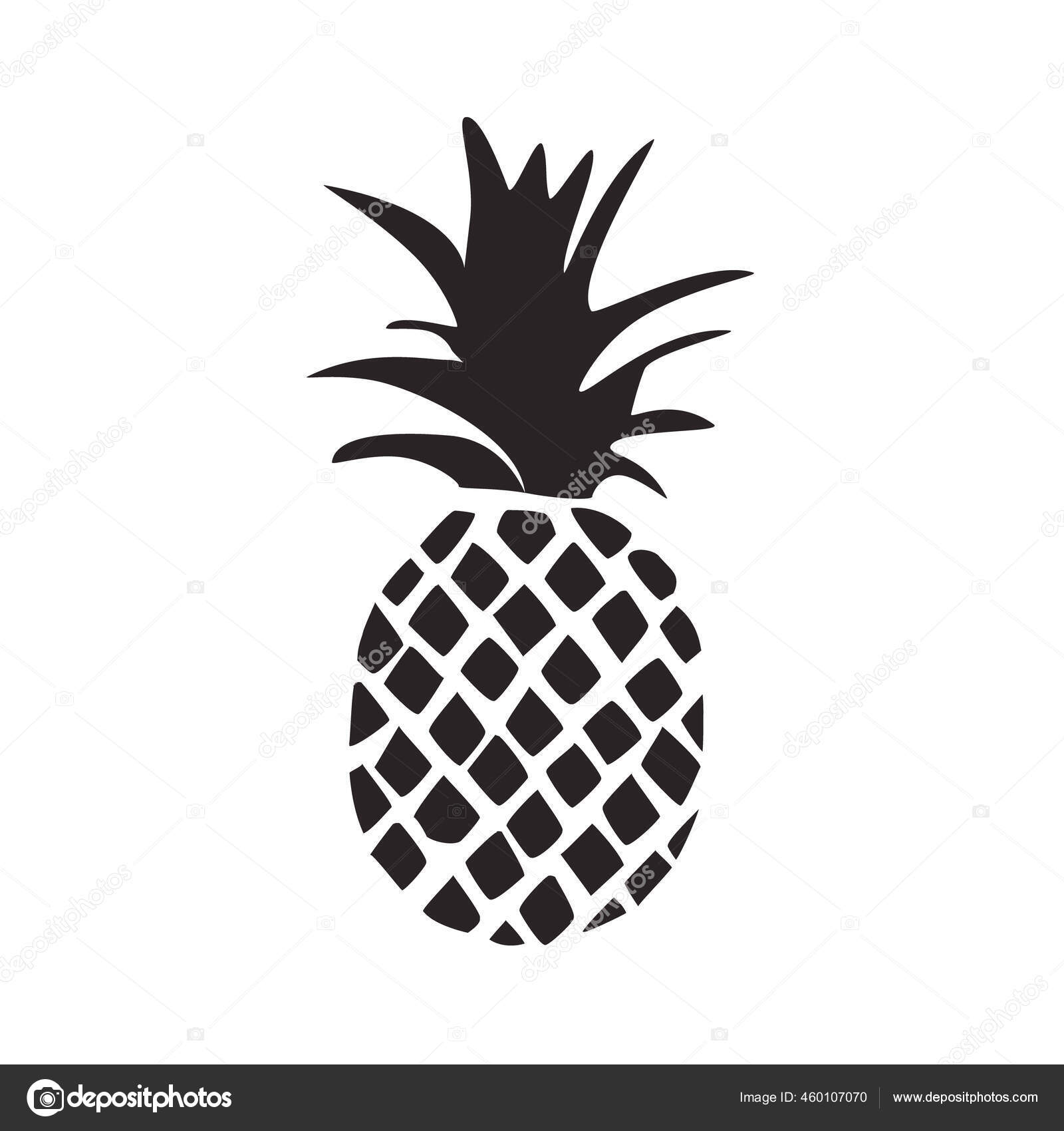 Pineapple Tropical Fruit Black Silhouette Isolated White Background Stock  Vector by ©viktorijareut 460107070