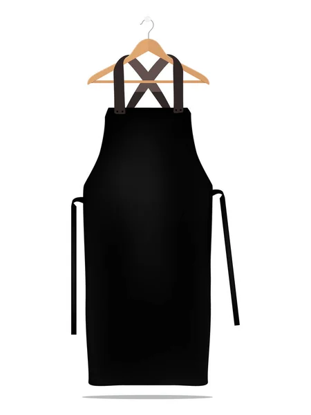 Delantal Cocina Negro Percha Chef Uniforme Para Cocinar Plantilla Vectorial — Vector de stock