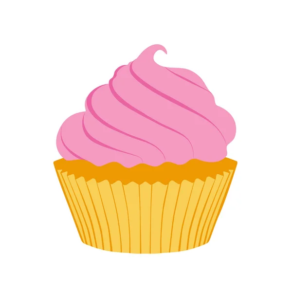 Chutný Cupcake Izolované Bílém Pozadí — Stockový vektor