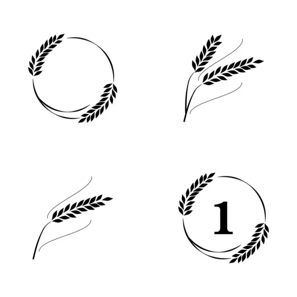 Symbole Projektowania Logo Pszenica Rolnictwo Kukurydza Jęczmień Łodygi Rośliny Organiczne — Wektor stockowy