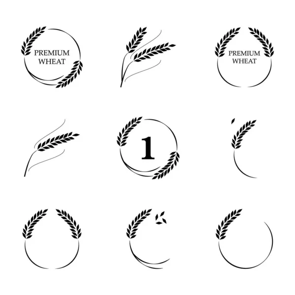 Símbolos Para Design Logotipo Trigo Agricultura Milho Cevada Talos Plantas —  Vetores de Stock