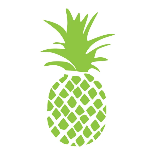 Ananas Tropiska Frukt Siluett Isolerad Vit Bakgrund — Stock vektor