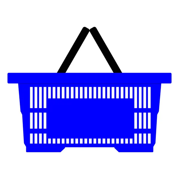 Blue Empty Shopping Basket Isolated White Background — Stock Vector