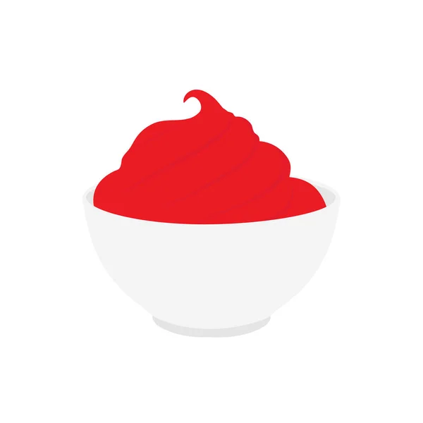 Ketchup Dans Bol Isolé Sur Fond Blanc Portion Sauce Tomate — Image vectorielle