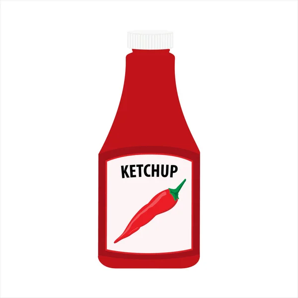 Ketchup Bottle Isolated White Background Tomato Chili Pepper Ketchup Sauce — Stock Vector