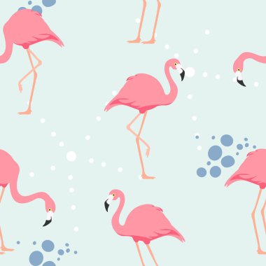 Tropik dikişsiz flamingo deseni. Vektör