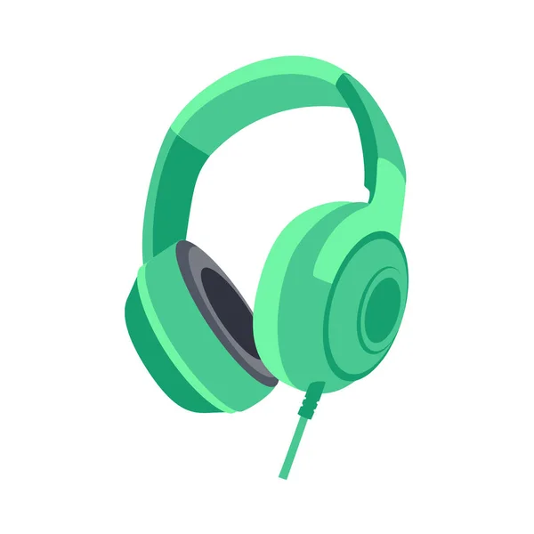 Auriculares Verdes Aislados Sobre Fondo Blanco Concepto Escucha Musical Vector — Vector de stock