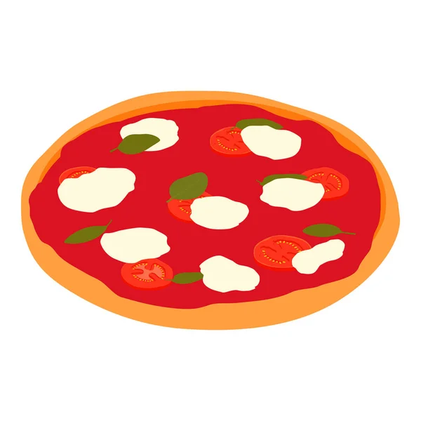 Pizza Margherita Isolata Fondo Bianco Vista Isometrica Pizza Margarita Con — Vettoriale Stock