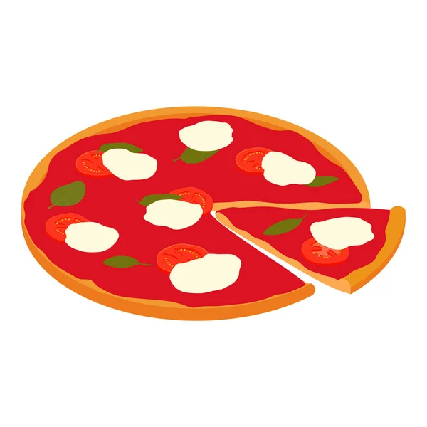 Pizza Margherita Isolé Sur Fond Blanc Vue Isométrique Pizza Margarita — Image vectorielle