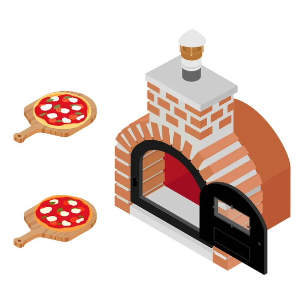 Pizza Italiana Margherita Sobre Tabla Madera Cocida Horno Pizza Margarita — Vector de stock