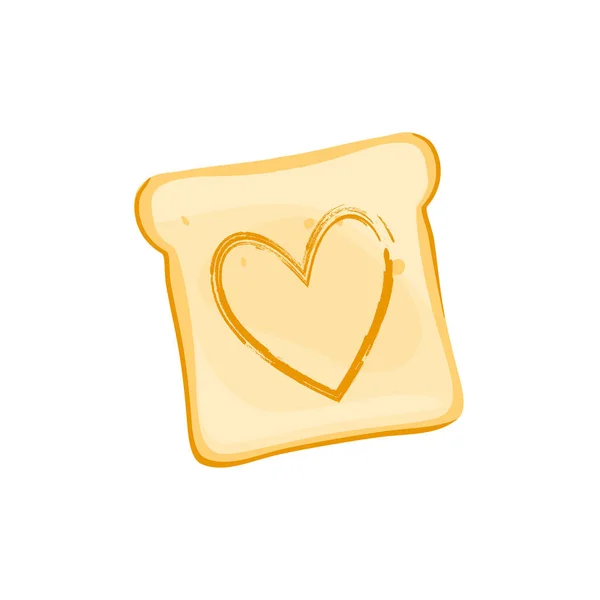 Sliced Toast Bread Shaped Heart Isolated White Toast Top View — Stock Vector