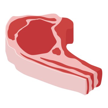 Beyaz arka planda taze çiğ kuzu kaburgası izometrik görüntüsü. Vektör