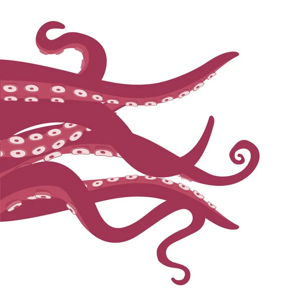 Tentakels Van Octopus Geïsoleerd Witte Achtergrond Vector — Stockvector