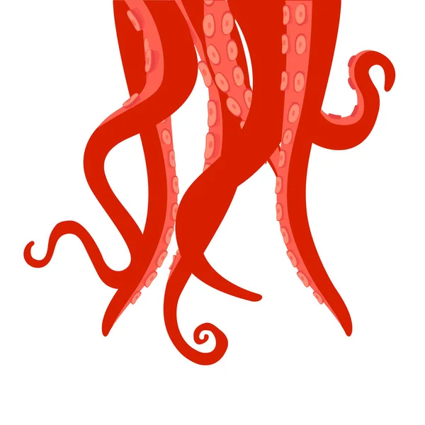 Tentakels Van Octopus Geïsoleerd Witte Achtergrond Vector — Stockvector