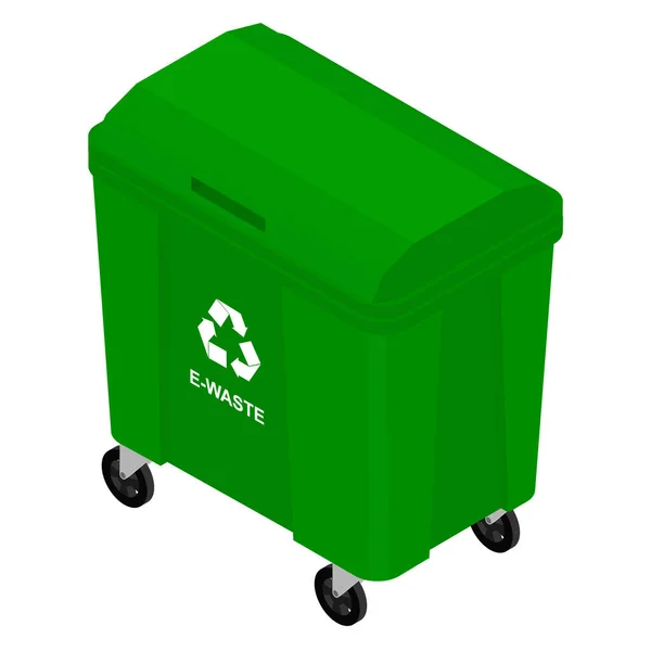 Déchets Électroniques Recyclage Vert Peut Poubelle Pour Les Appareils Électriques — Image vectorielle