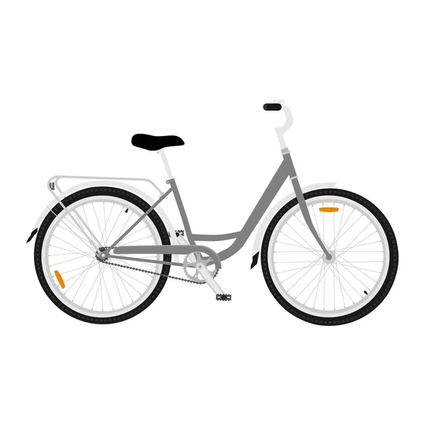 太いオフロードタイヤとグレーのマウンテンバイクの自転車 白い背景に隔離されたサイクリングスポーツ輸送の概念 ベクトル — ストックベクタ