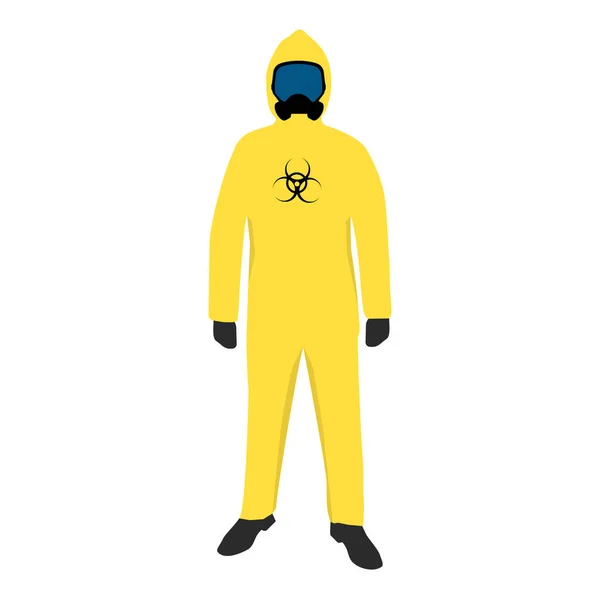 Homme Combinaison Protection Hazmat Jaune Risque Biologique Épidémie Coronavirus — Image vectorielle