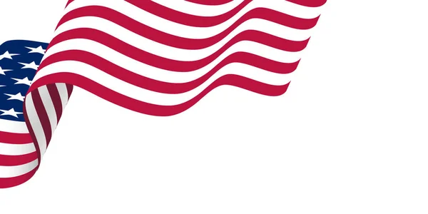 Bandiera Americana Sfondo Bianco Illustrazione Vettoriale — Vettoriale Stock