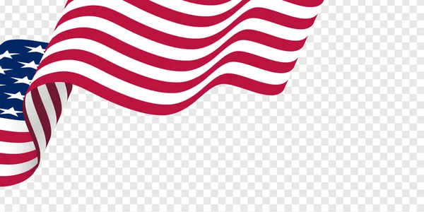 Şeffaf Arka Planda Amerikan Bayrağı Vektör Illüstrasyonu — Stok Vektör