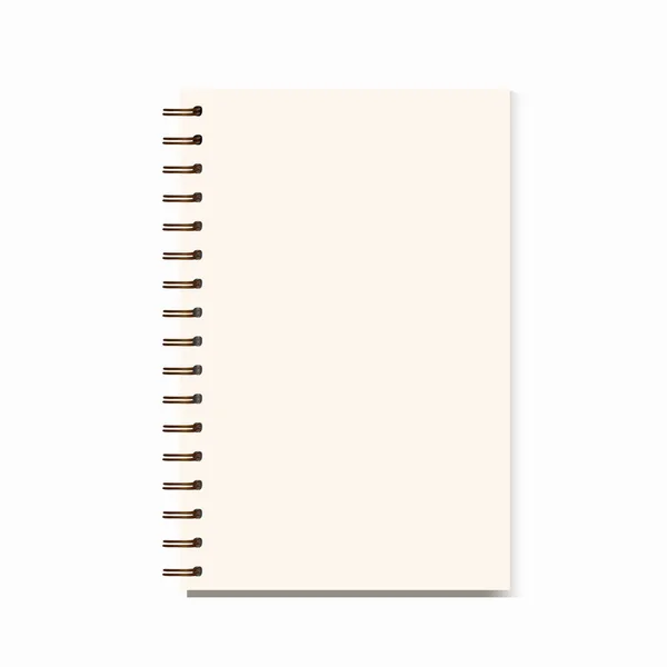 Metal Spiral Vector Blank Notebook Isolated White Backgound — Stock Vector