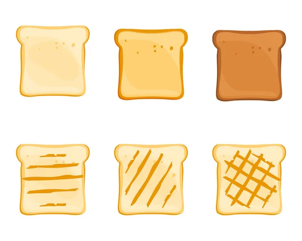 Set Slices Toast Bread Isolated White Background Vector — Stock Vector