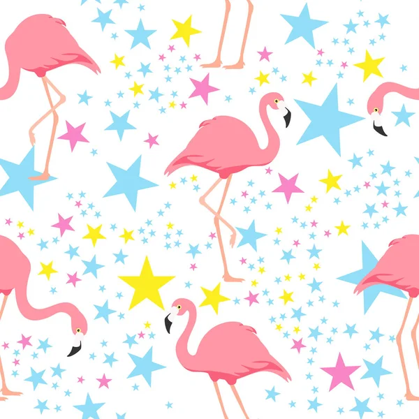 Тропический Рисунок Фламинго Фон Звездами Растр — стоковое фото