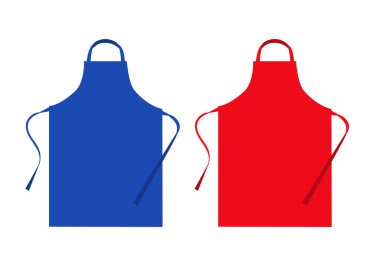 Red and blue kitchen apron isolated on white background. Vector clipart