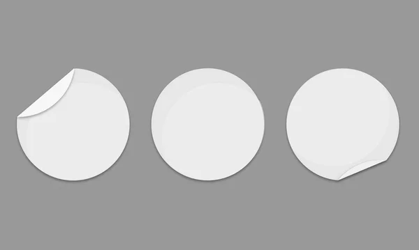 Cerchia Simboli Adesivi Targhette Bianche Adesivi Rotondi Carta Con Angolo — Vettoriale Stock