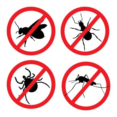 raster illustration insect prohibition sign.