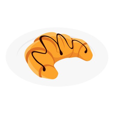 Beyaz arka planda izole edilmiş, çikolatalı kruvasan. Isome Manzarası. raster