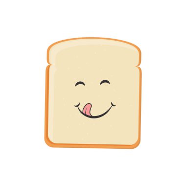 Çizgi film tost ekmek ikonu. Gülümseyen ekmek tostu.