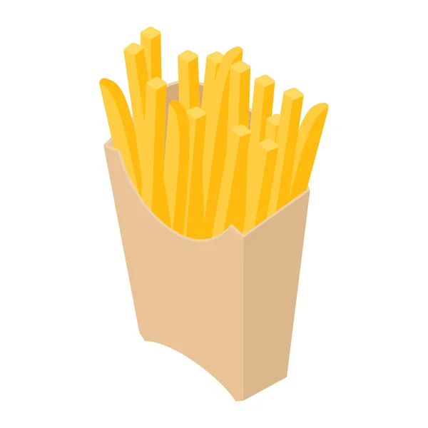 Pommes Frites Pappersmugg Isolerad Vit Bakgrund Isometrisk Raster — Stockfoto