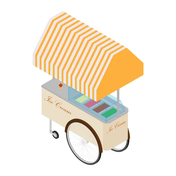 Ice Cream Cart Raster Isolated White Isometric View — Stock Photo, Image