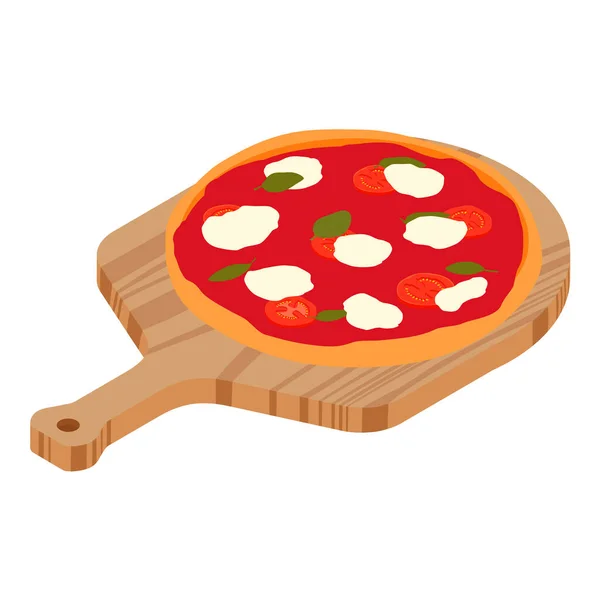Pizza Margherita Tábua Madeira Para Restaurantes Pizzarias Vista Isométrica Pizza — Fotografia de Stock