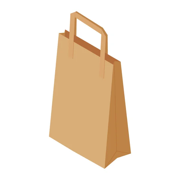 Braune Einkaufstasche Aus Recyclingpapier Auf Weißem Hintergrund Isometrische Sicht Raster — Stockfoto