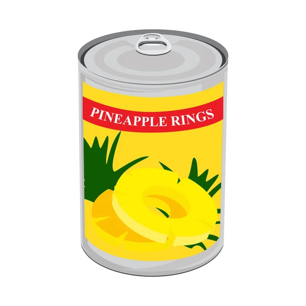 铝中的菠萝环可以在白色背景下分离出来 罐头食品炉架 — 图库照片