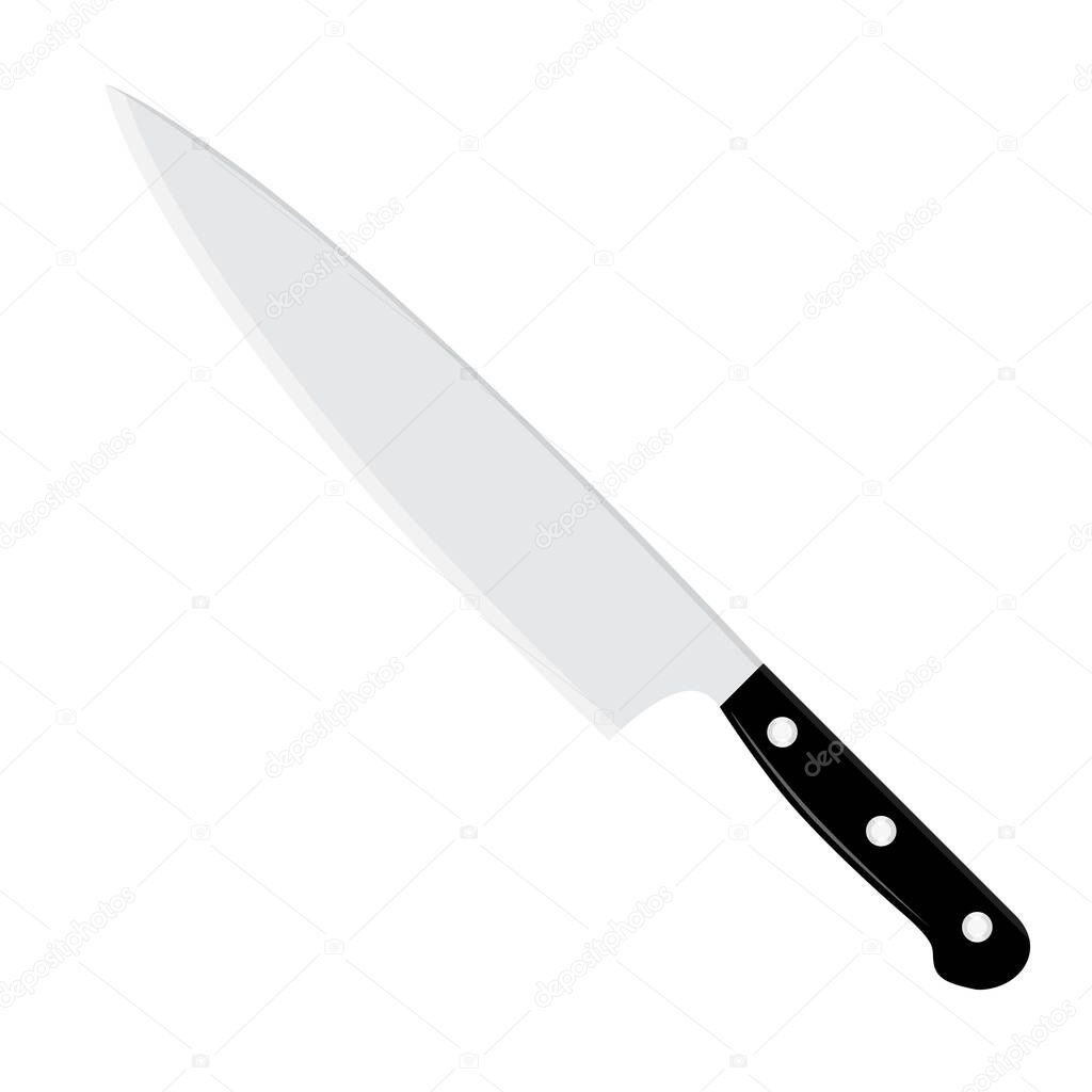 Sharp Chef's kitchen knife isolated on white background. raster