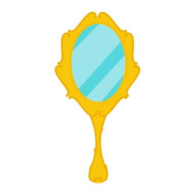 Beyaz arka planda izole edilmiş klasik altın el aynası. Vektör