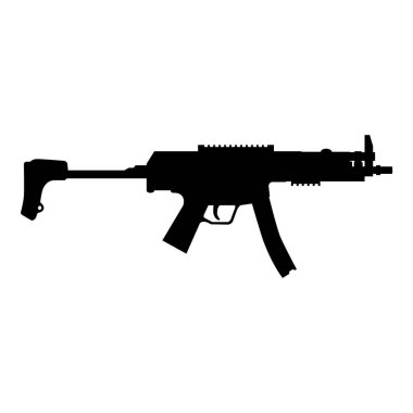 Vektör illüstrasyon MP5 hafif makineli tüfek beyaz arkaplanda izole edildi. Silah koleksiyonu