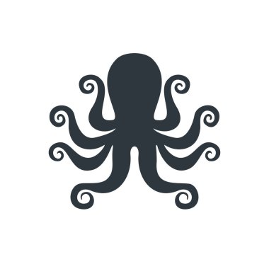 Ahtapot logosu. Beyaz arka planda izole ahtapot. Vektör