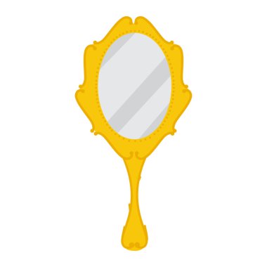 Beyaz arka planda izole edilmiş klasik altın el aynası. Vektör