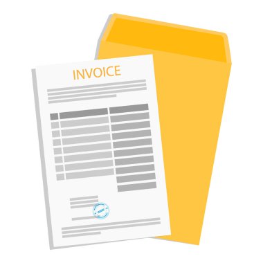 Fatura ve dosya dizini beyaz arkaplanda izole edildi. Ödeme ve fatura konsepti. Vektör illüstrasyonu