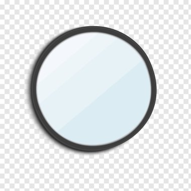 Yuvarlak ayna, şeffaf arka planda izole edilmiş. Vektör