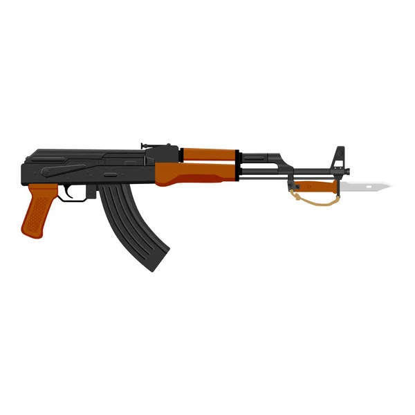 Collection Armes Illustration Vectorielle Akm Kalashnikov Mitrailleuse Avec Baïonnette Isolée — Image vectorielle